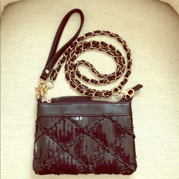 Big Buddha black crossbody cris-cross w/sequence. - Picture 1 of 6